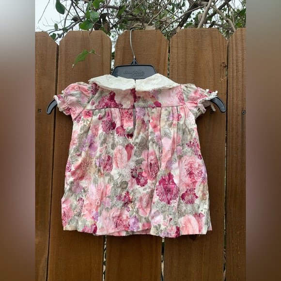 Vintage Floral baby dress 6/9M, Cute Cottagecore two pieces baby dress. - Picture 3 of 12